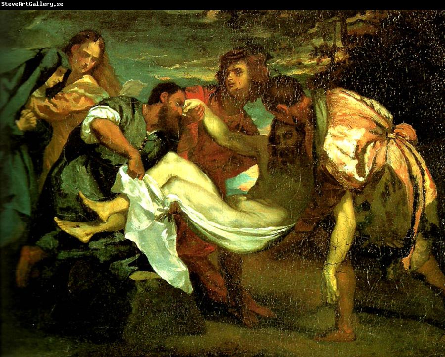 Theodore   Gericault la mise au tombeau d' apres titien